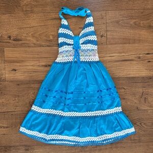 Girls Teal Lace-Trim Sundress
